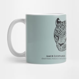 Amur Leopard with Common and Latin Names - endangered animal design Mug